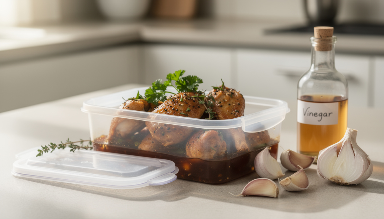 découvrez une recette facile et rapide de poulet au vinaigre en tupperware, idéale pour un repas savoureux et pratique à préparer.