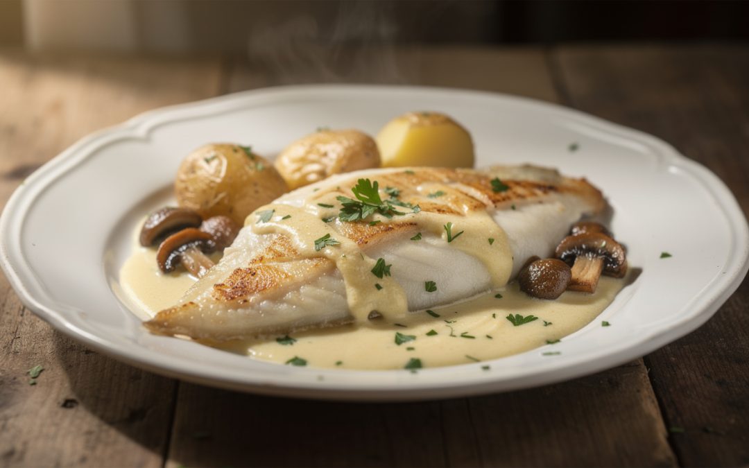 Recette traditionnelle de raie à la normande avec sa sauce crémeuse