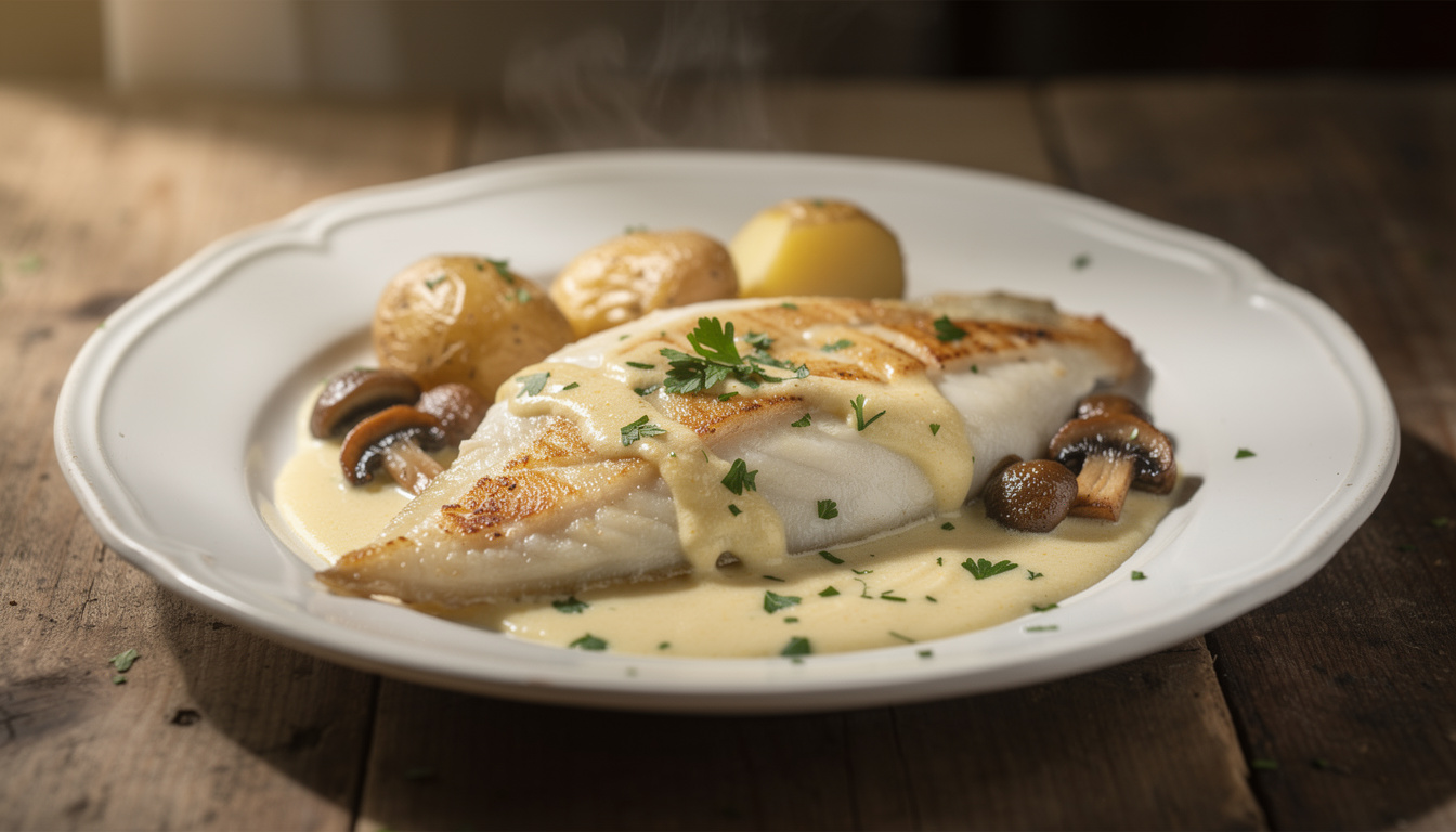 découvrez la recette traditionnelle de raie à la normande, un plat savoureux accompagné de sa sauce crémeuse onctueuse, parfaite pour un repas gourmand.