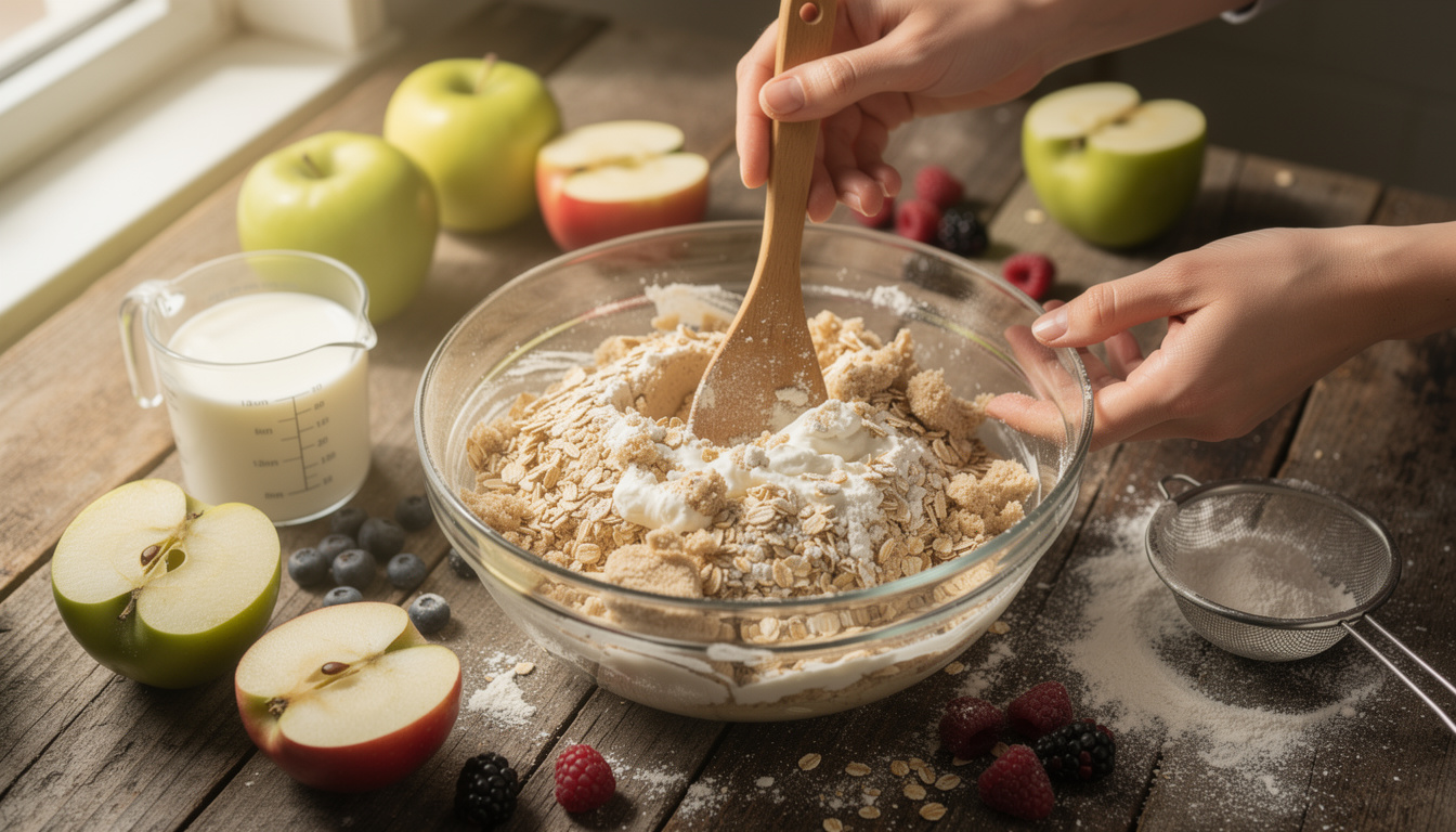 Comment préparer un crumble sans beurre avec du yaourt léger découvrez comment préparer un crumble délicieux et léger sans beurre, en utilisant du yaourt léger pour une recette facile, saine et gourmande.