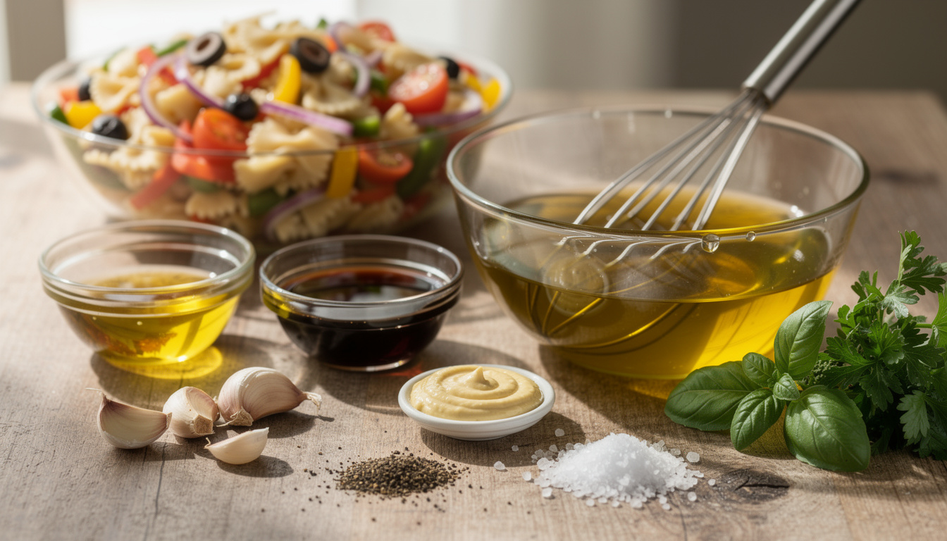 Comment préparer une vinaigrette parfaite pour salade de pùtes découvrez comment préparer une vinaigrette parfaite pour sublimer votre salade de pùtes avec des astuces simples et des ingrédients frais.