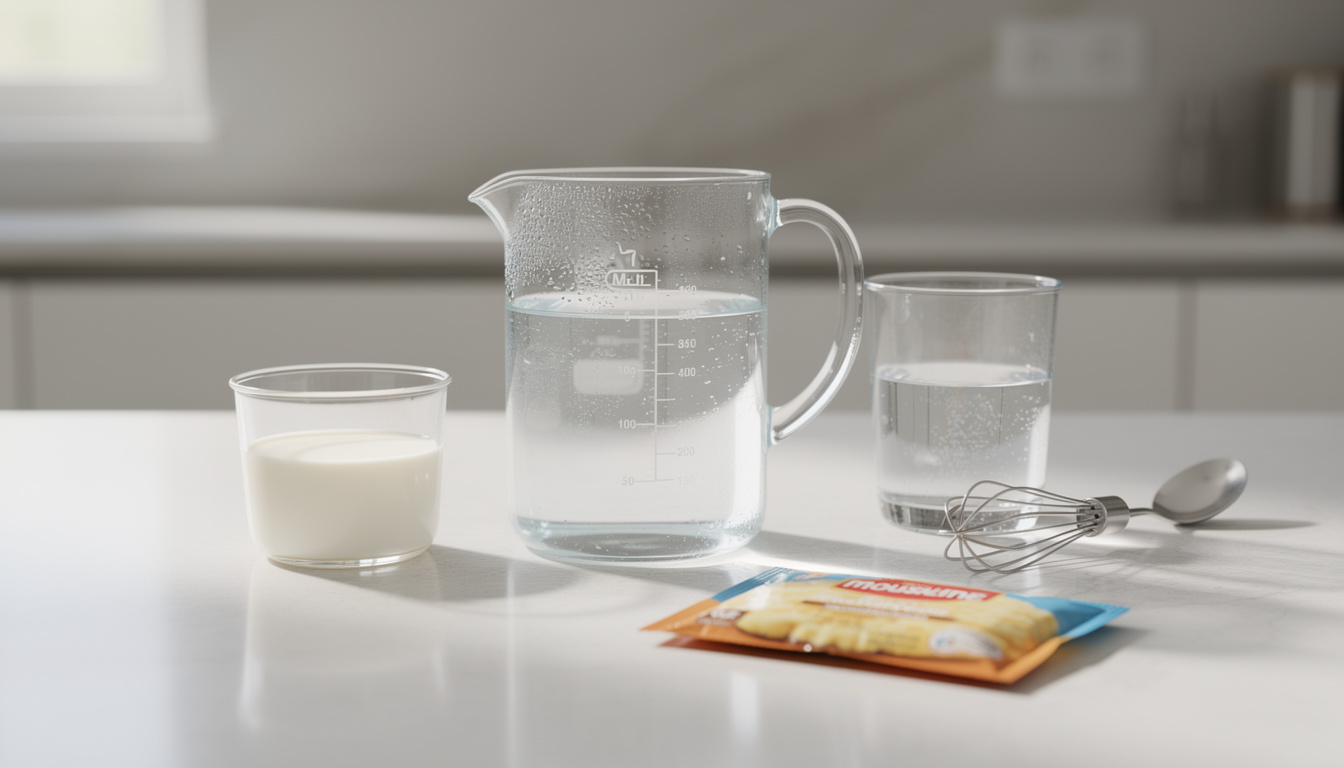 Quelle quantitĂ© de lait et dâeau pour une purĂ©e Mousline avec un sachet ? dĂ©couvrez la quantitĂ© idĂ©ale de lait et d'eau Ă utiliser pour prĂ©parer une purĂ©e mousline parfaite avec un seul sachet.