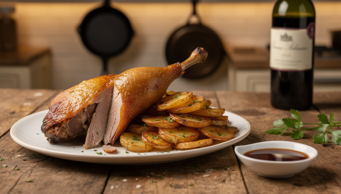 Tout savoir sur le confit de canard accompagné de pommes sarladaises découvrez tout sur le confit de canard, un plat traditionnel savoureux, accompagné des délicieuses pommes sarladaises pour une expérience culinaire authentique et gourmande.
