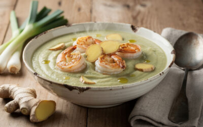 Velouté de poireaux et crevettes sautées au gingembre : une recette savoureuse et facile