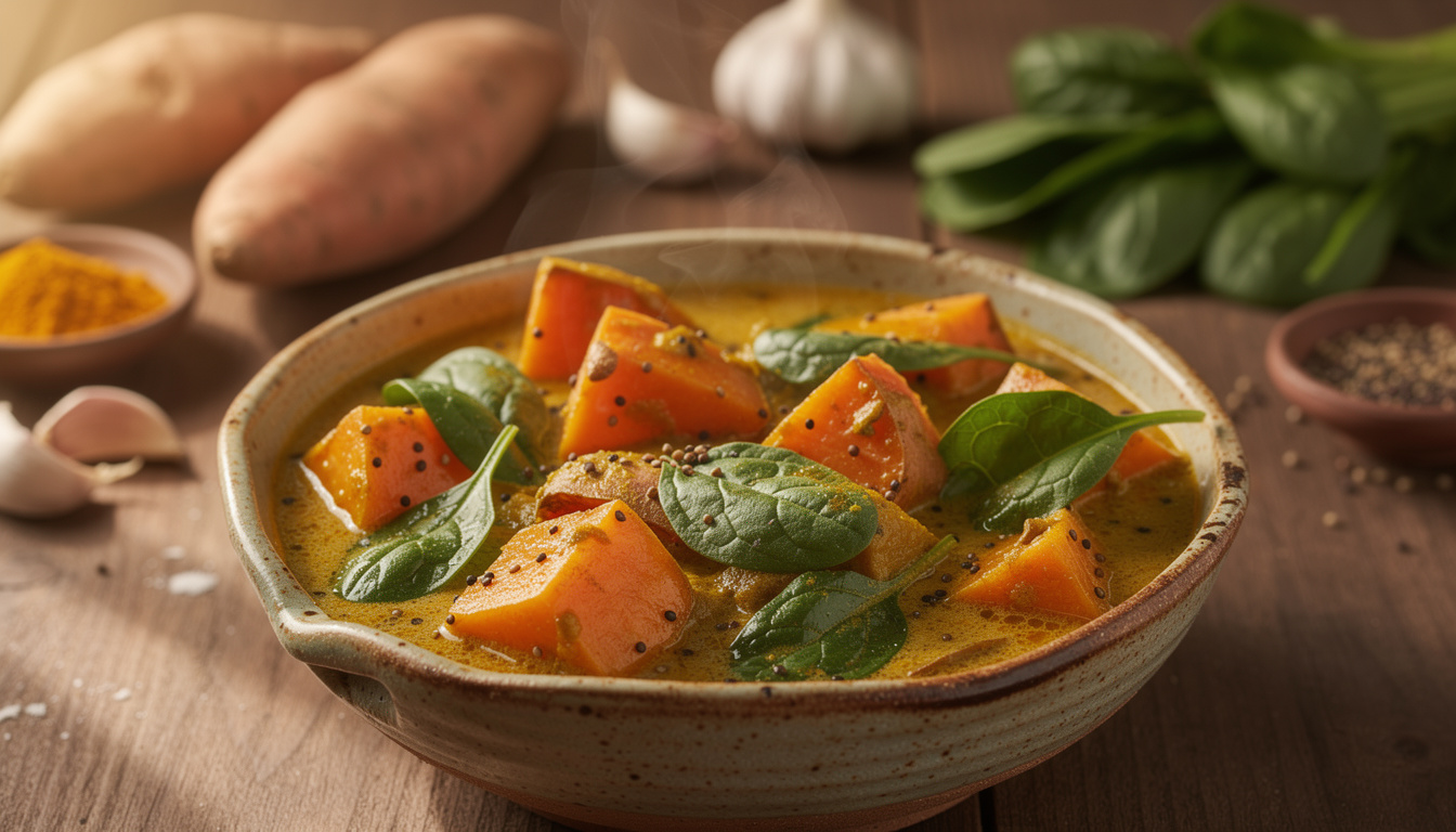 découvrez notre recette saine et savoureuse de curry épinard patate douce, parfaite pour un repas équilibré et plein de saveurs.