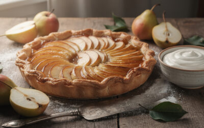Tourte aux poires et crème fraîche : recette facile et gourmande